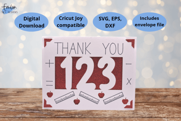 123 Thank You Teacher Insert Card SVG for Crafts and Graphics
