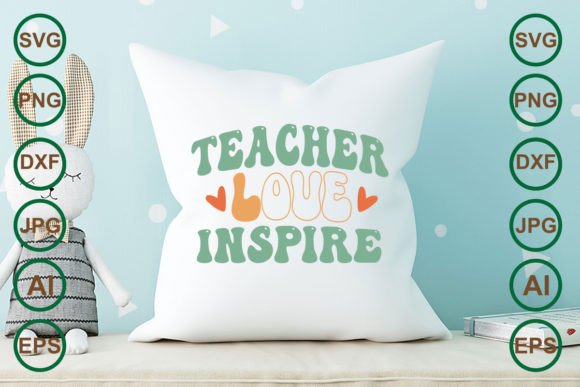 Teacher Love Inspire Retro Svg Design for Crafts and Graphics